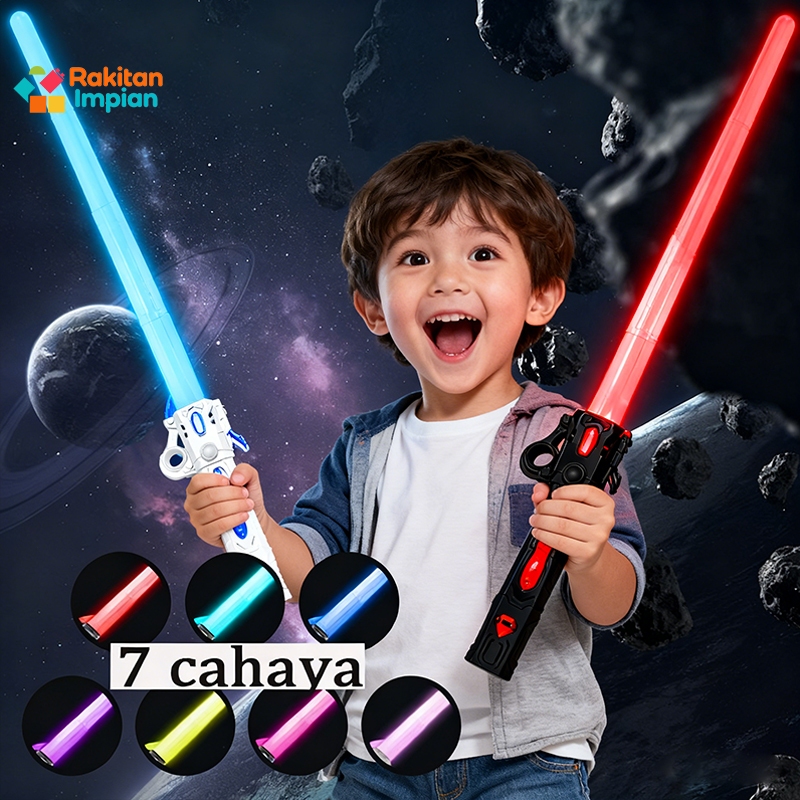 Jual Mainan Pedang Pedangan LightSaber Anak 2 in 1 Laser LED Lampu ...