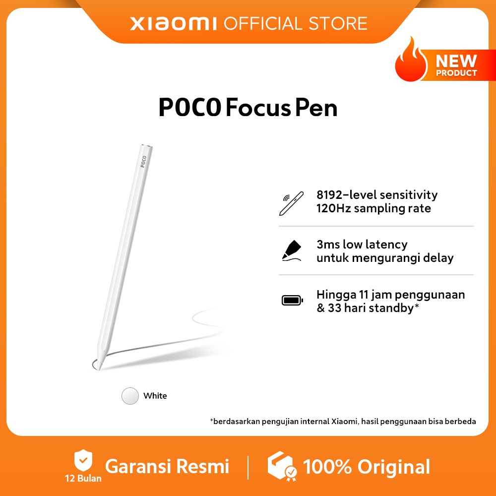 Jual POCO Focus Pen | 8192-level sensitivity | 120Hz sampling rate ...
