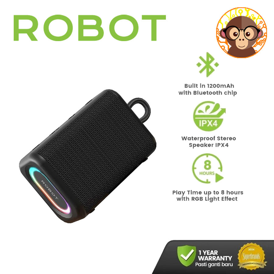 Jual Speaker ROBOT RB180 TWS Bluetooth 5.3 Audio Super Bass 5W RGB ...