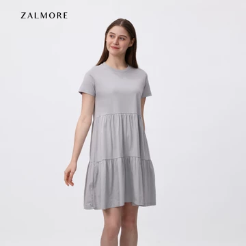 Zalmore Flowy Ruffled Mini Dress LUMA Cotton™ Premium Dress Wanita Lembut Ringan Sejuk Anti