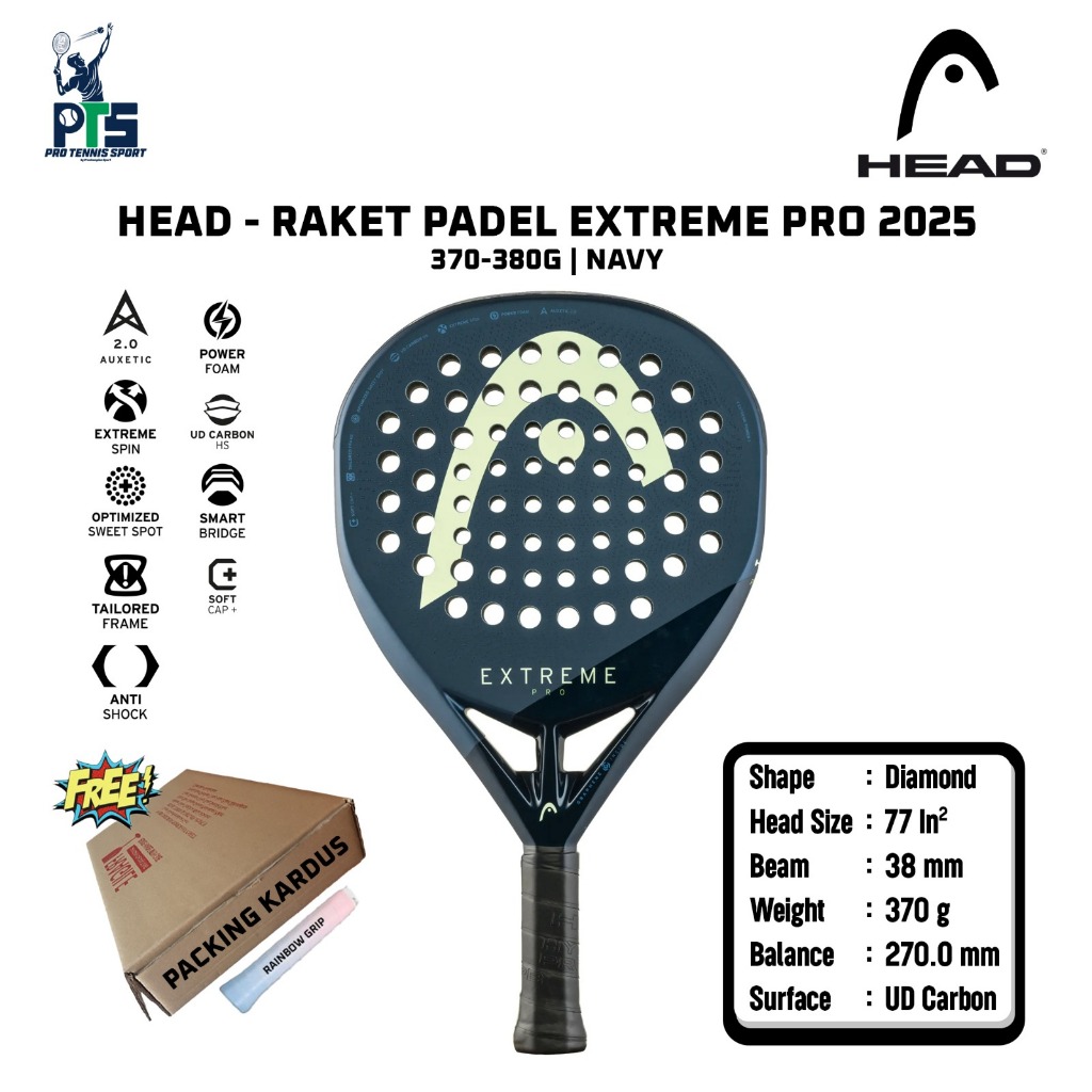 Jual Raket Padel HEAD Extreme Pro 2025 370-380G Navy | Shopee Indonesia