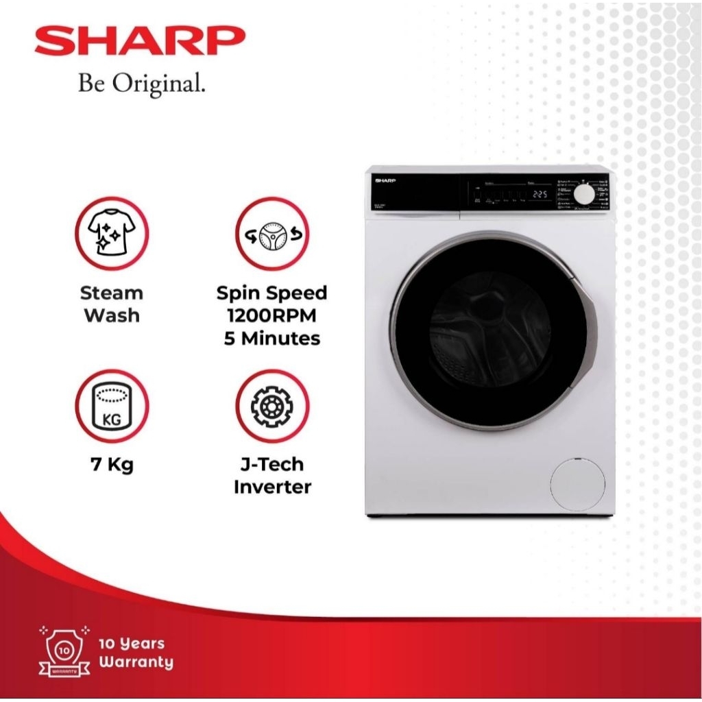 Jual MESIN CUCI SHARP 7KG FRONT LOADING INVERTER ES-FL1270XT | Shopee ...