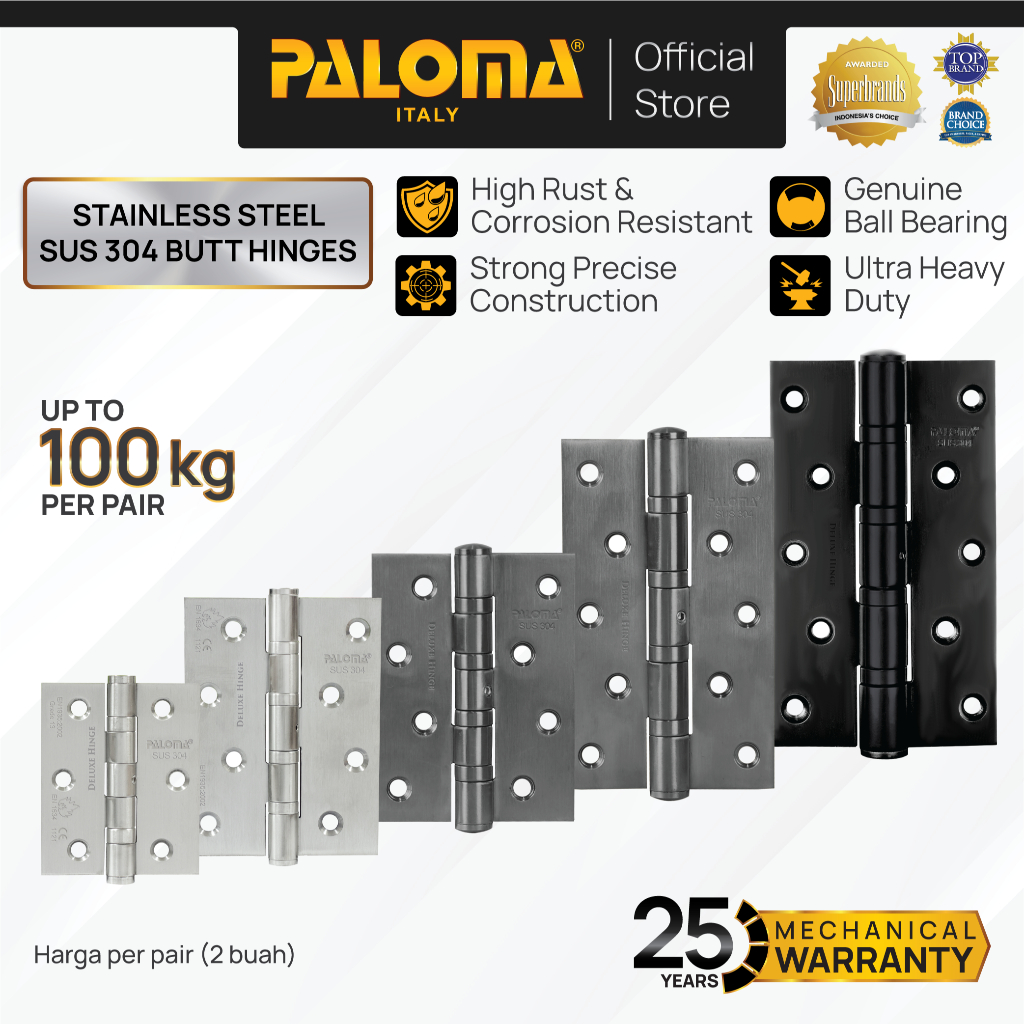 Jual PALOMA Engsel Pintu Jendela Hinge Kupu Butt Plat Kayu Aluminium ...