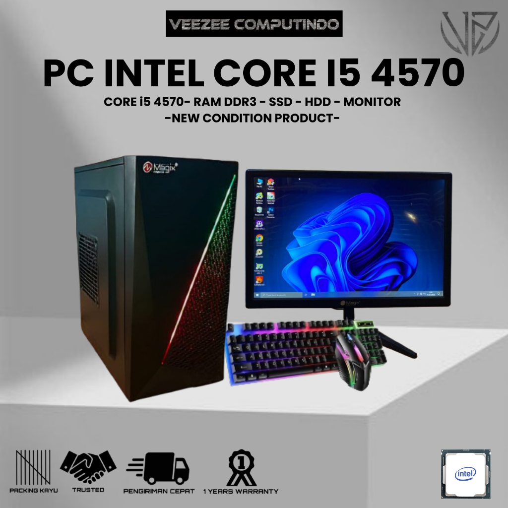 PC Rakitan Full Sett komputer i5 Gen 4 4570/4590 SSD/HDD RAM 8gb Bonus