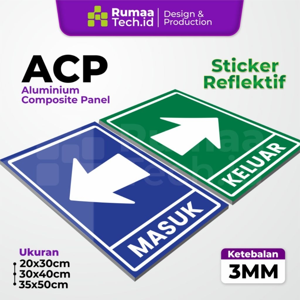 Jual SIGN BOARD PANAH MASUK/KELUAR ACP // ALUMUNIUM // ACP 3MM ...