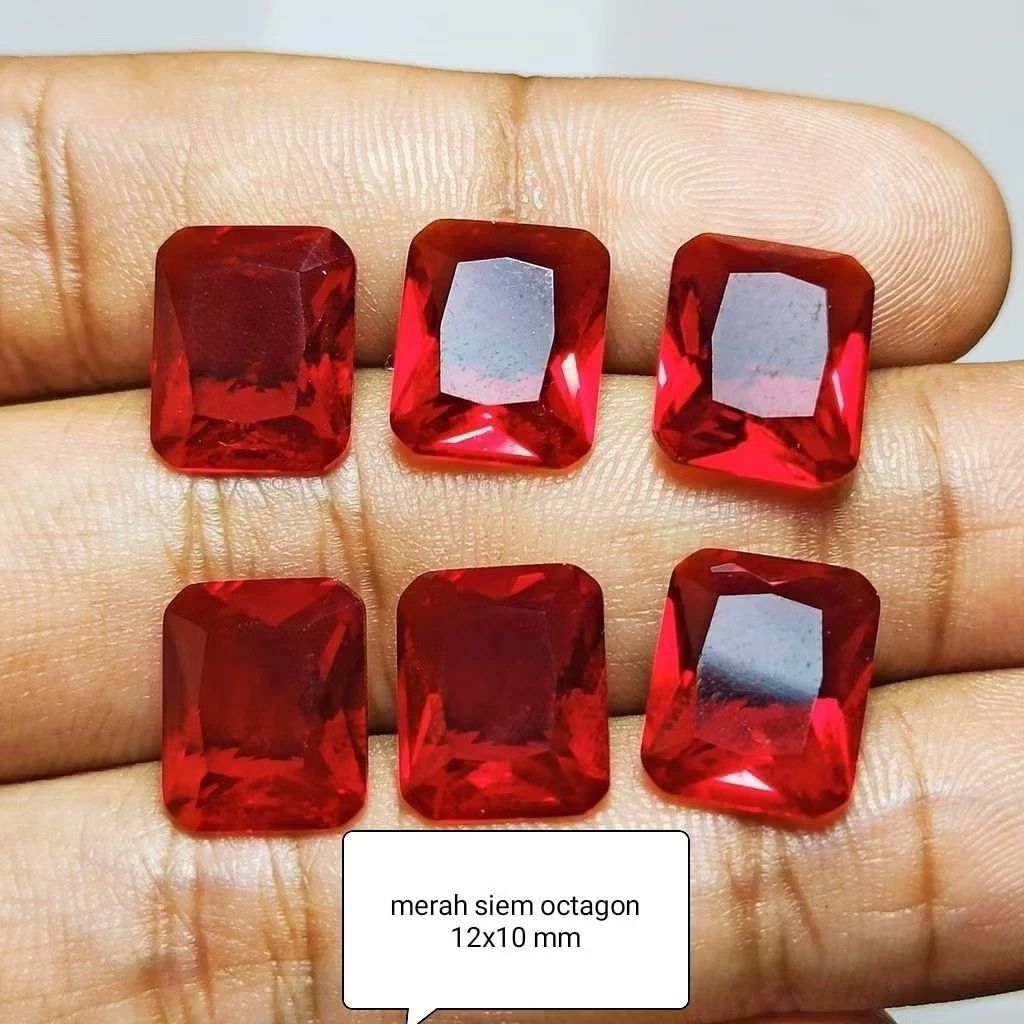 Jual batu permata lepasan delima merah siem octagon 12x10 mm | Shopee ...