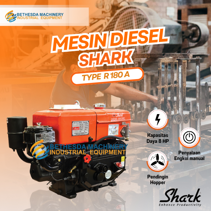 Jual Diesel Engine SHARK R 180A 8 HP - Mesin Penggerak 8HP / 8PK ...