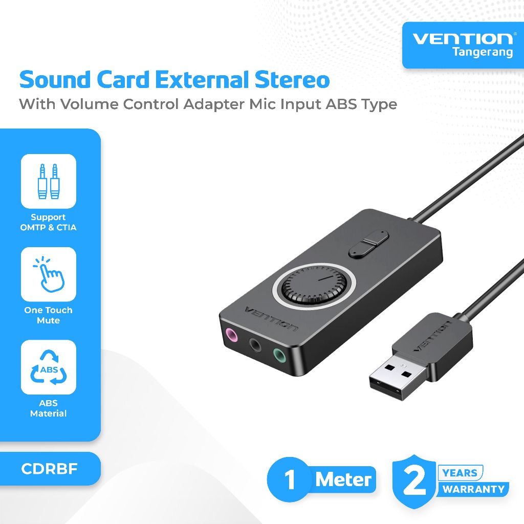 Jual Vention Sound Card External Stereo With Volume Control Adapter Mic ...