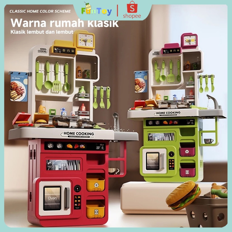 FUNTOY 68/65PCS 82CM Mainan Kitchen Set Jumbo good modern kitchen set dengan Wastafel dan Spraying Mist sound and light