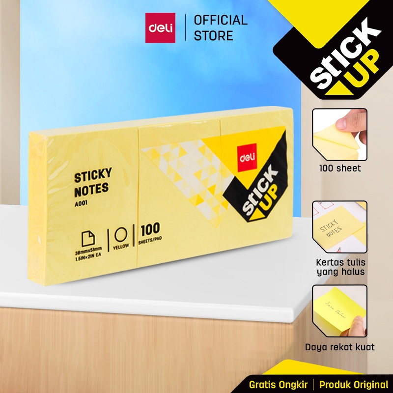 Jual Deli Memo tempel Sticky Notes Sticky Notes Warna Kuning EA00153 ...