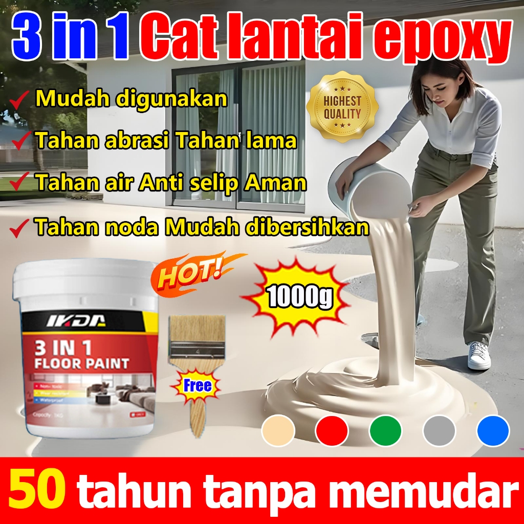 Jual 3 IN 1Cat Epoxy Lantai IKDA Cat Tembok 1000g Tahan Air Antilembap ...