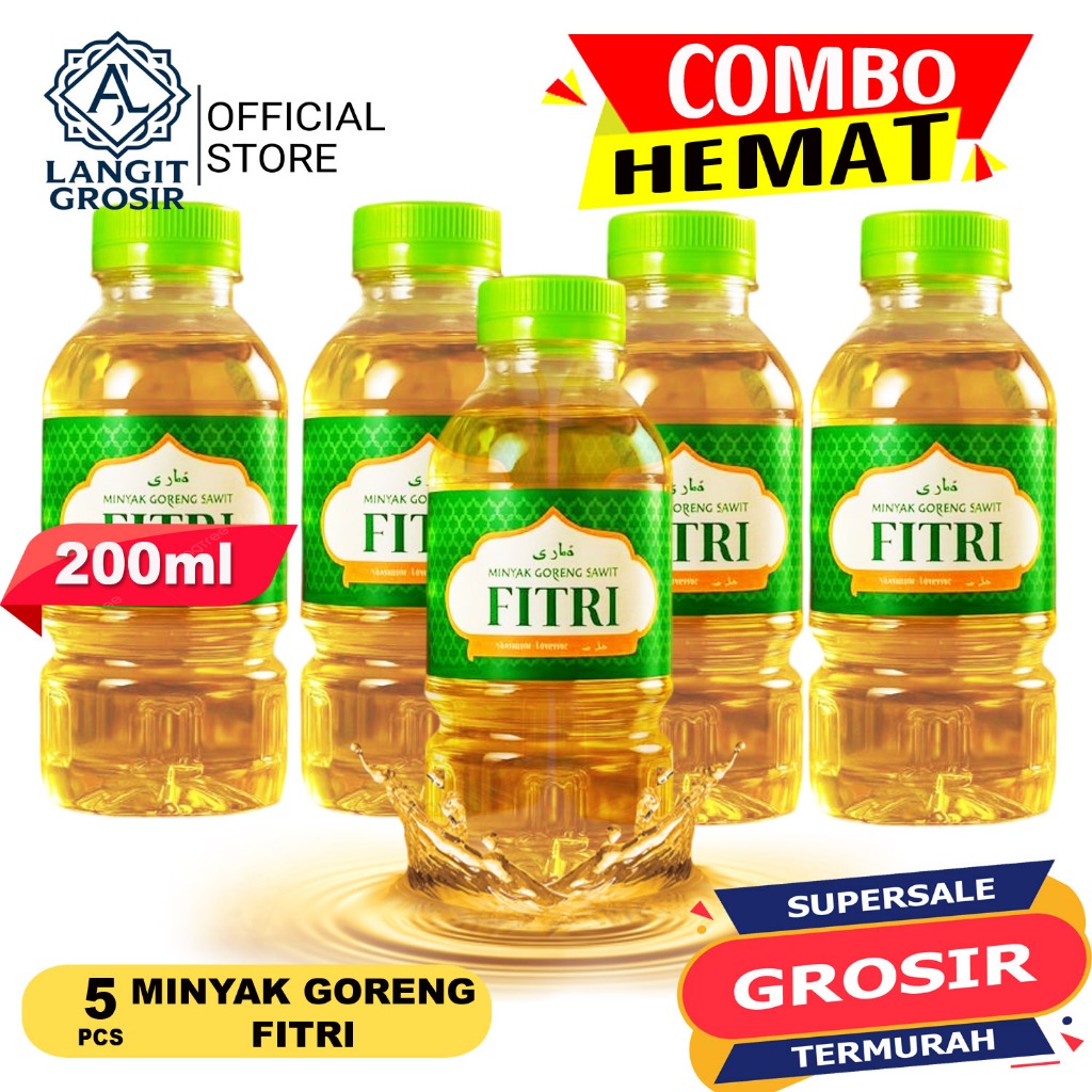 Jual 5 BOTOL Minyak Goreng Fitri kemasan botol 200ml Jernih, Higienis ...