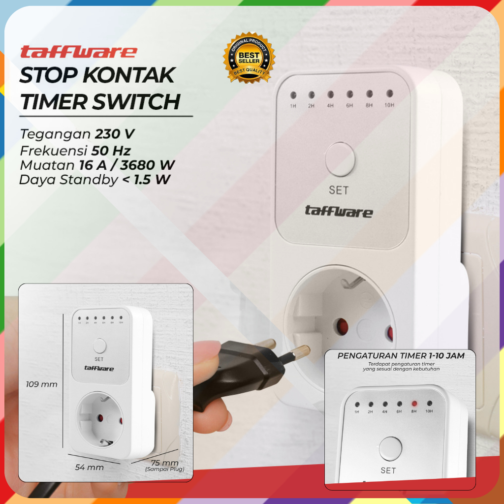 Jual Taffware Stop Kontak Programmable Timer Switch 6 Program 230V/16A ...