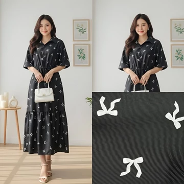 GG DRESS YURI MIDI DRESS Button Gaun Wanita Gaun Casual Busui Friendly