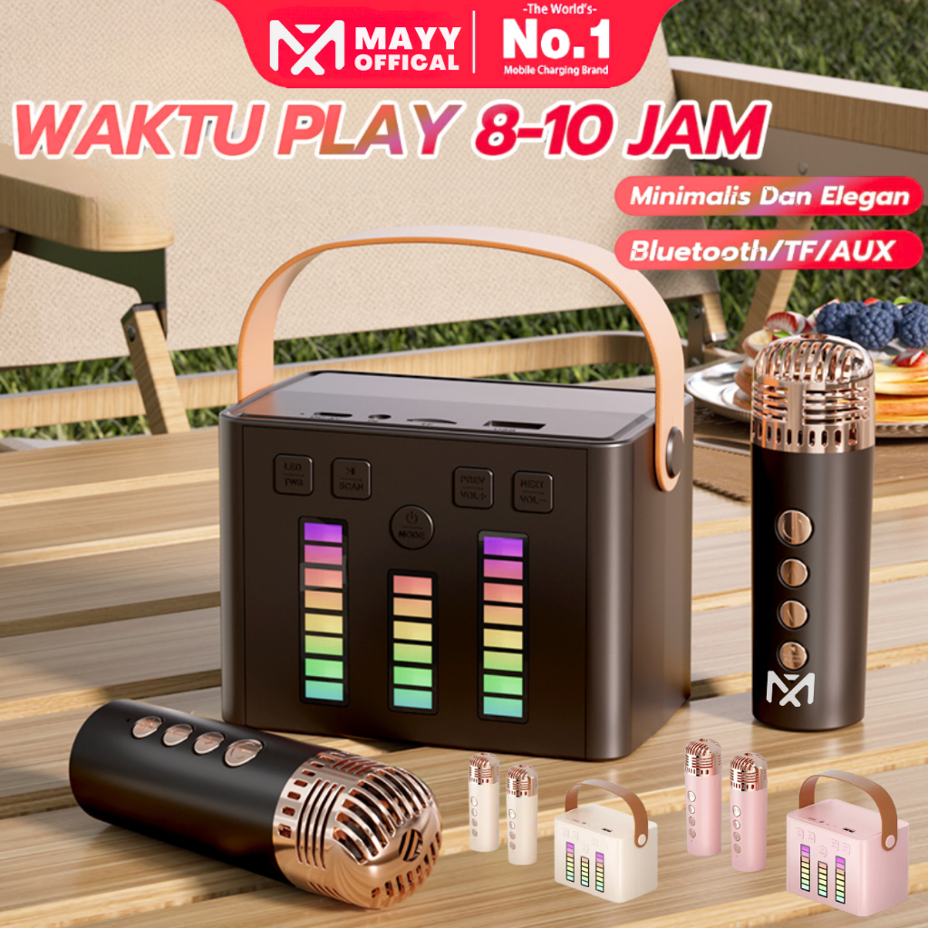 Jual MAYY Speaker Bluetooth 2Mic 1 Set Karaoke Speaker KTV Cute Stereo ...