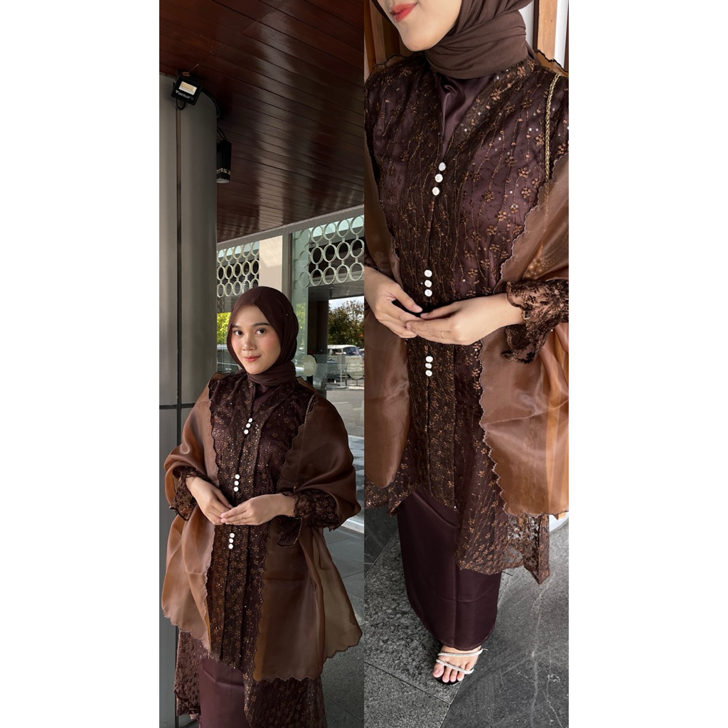 Jual Clarissa set kebaya Mahogany ( Raya series ) | Shopee Indonesia