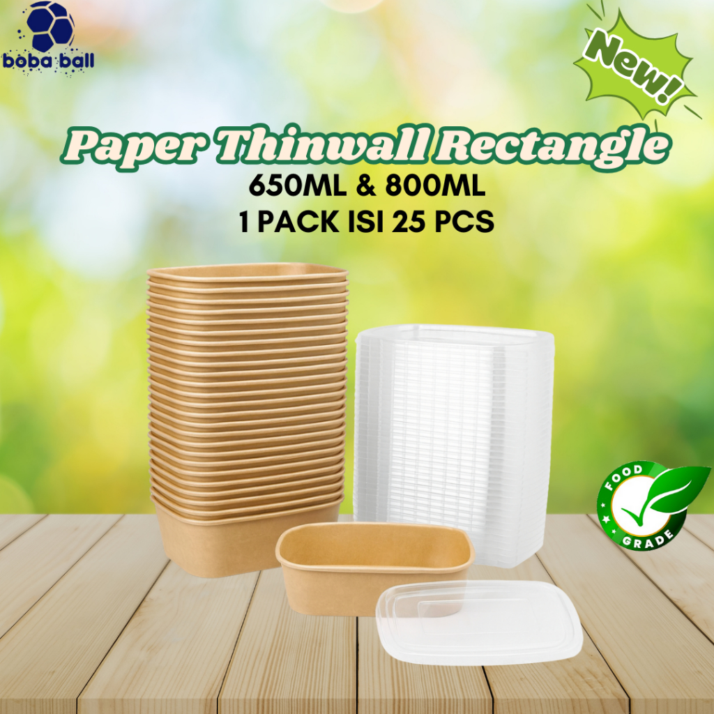 Jual Paper Thinwall Rectangle 650ml 800ml +Tutup | Kotak Makan Kertas ...