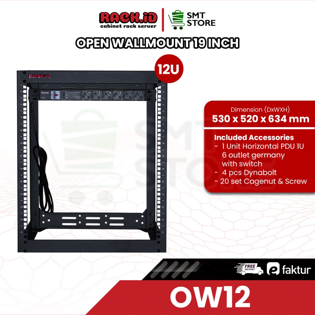 Jual RACKID Open wallmount OW 12U rak server 12U rak CCTV modem ...