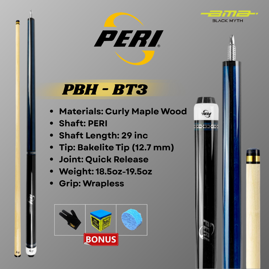 Jual PERI PBH-BT Series PBH-BT3 PBH-BT4 Jump Break Cue Maple Cue