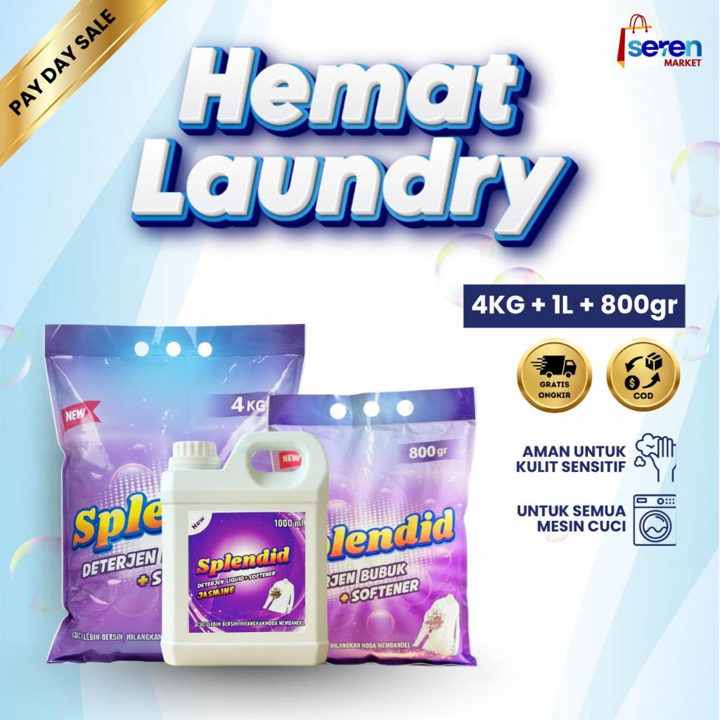 Jual Splendid Detergent Laundry Deterjen Bubuk 4kg + 800gr Liquid 1L ...