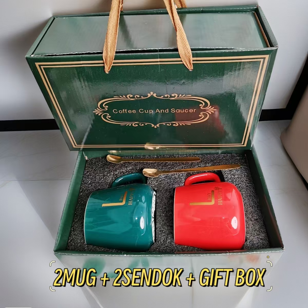 MUG CANGKIR 2IN1 SET GELAS HAMPERS KADO AESTHETIC | SET 2 GELAS KOPI CANTIK | TUTUP MUG DIJUAL PISAH