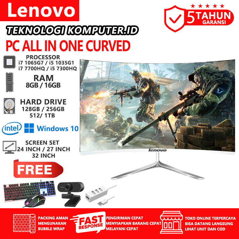 Jual Lenovo Komputer PC All-in-One Curved Baru Intel PC Core i5/i7 ...