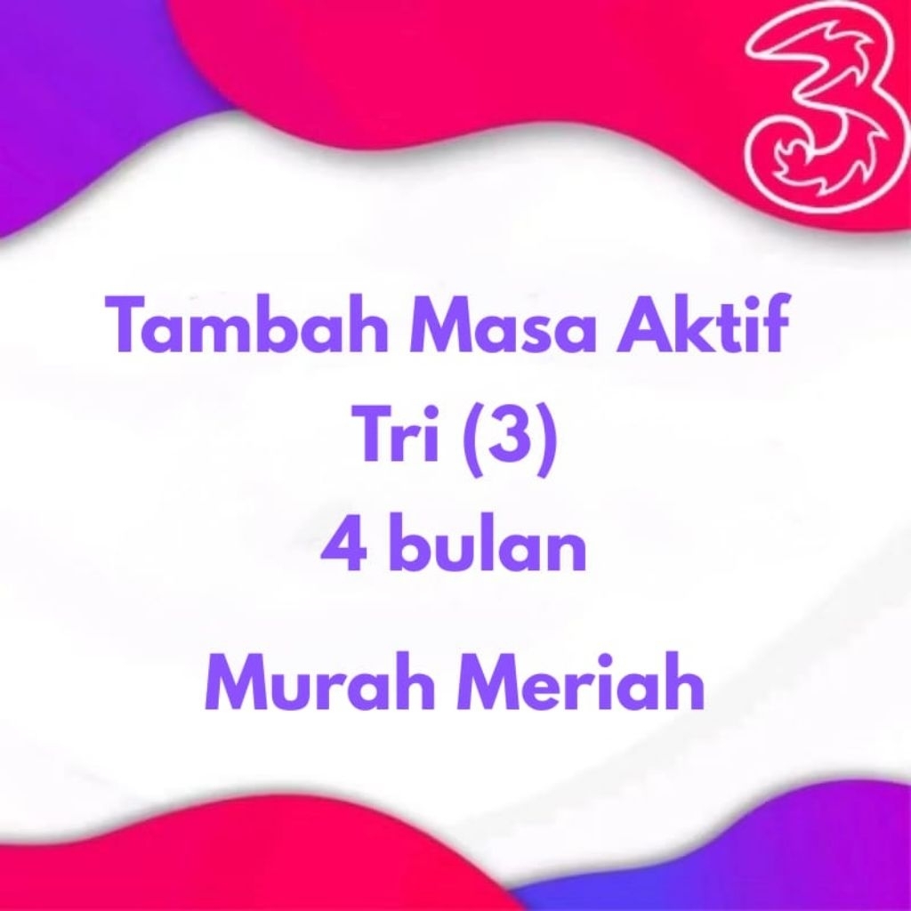 Jual Masa Aktif Tri (3) 1 Bulan | Shopee Indonesia