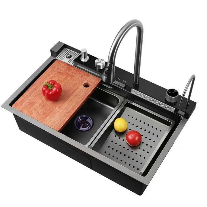 Bak Cuci Piring/Smart Kitchen SINK UK 7545 LED All in One Full Set Full Stainless Hitam