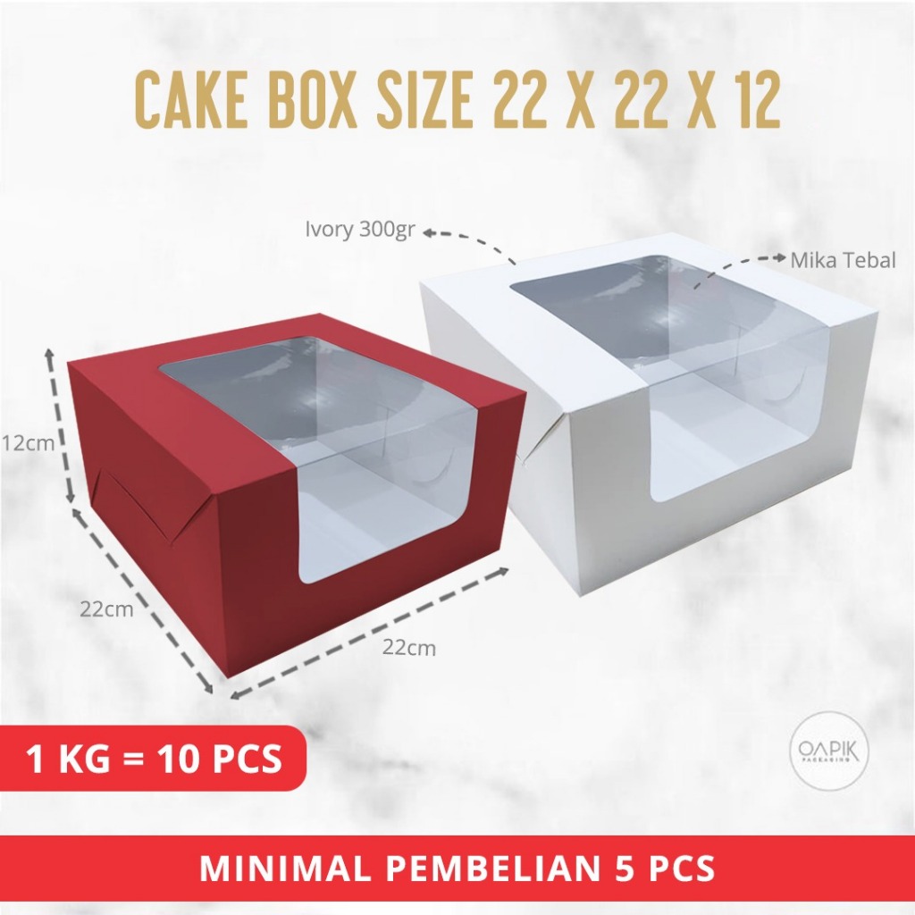 Jual Cake Box 22x22x12, Kemasan Kue, Kemasan Roti, Packaging Kue ...