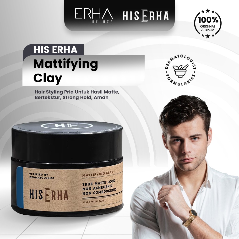 Jual HIS ERHA Pomade Rambut Pria Mattifying Clay 35 gr - Pomade Premium ...