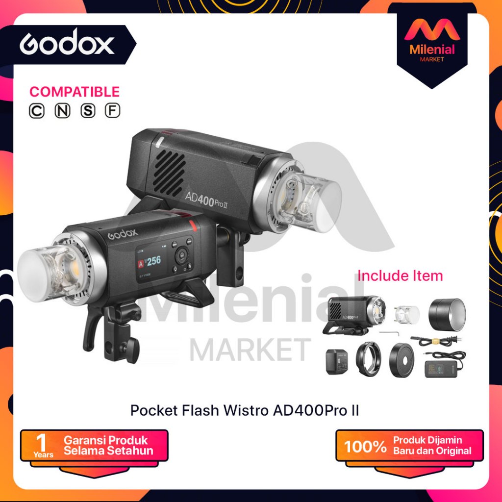 Jual Godox AD400Pro AD400 Pro Witstro All-In-One Outdoor Flash AD400Pro ...