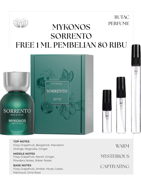 Decant Parfum Mykonos Sorrento 5 ml | Parfum Unisex  | Tester Parfum Pria & Wanita Botol + sorrento