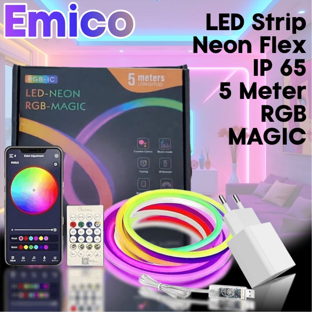 Jual LED Strip Neon Flex Merek Emico RGB Magic Remote + Bluetooth 5 ...