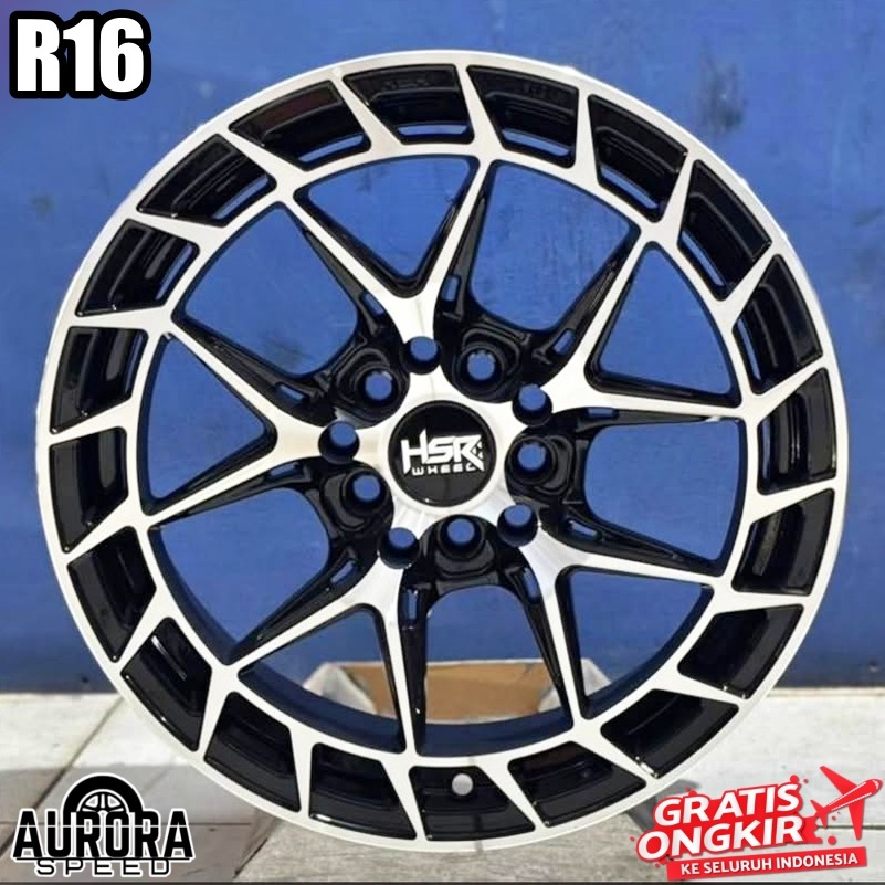 Jual Velg racing HSR LPS R16 lubang 5 Black Polish pelek ring 16 mobil ...