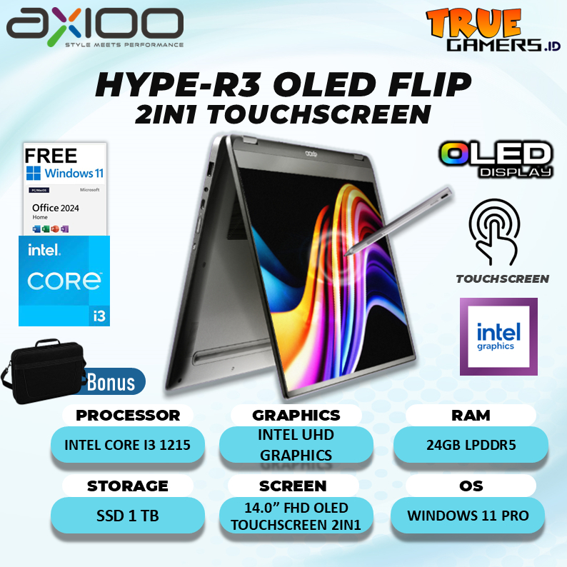 Jual Axioo Hype-R3 Flip Touch OLED Core i3-1215 24GB 1TB Windows 11 ...