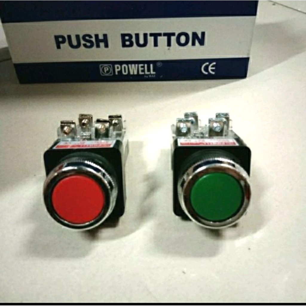 Jual Push button switch 2 / 4 kaki Powell PB 2511/ 2F /4F on off merah ...