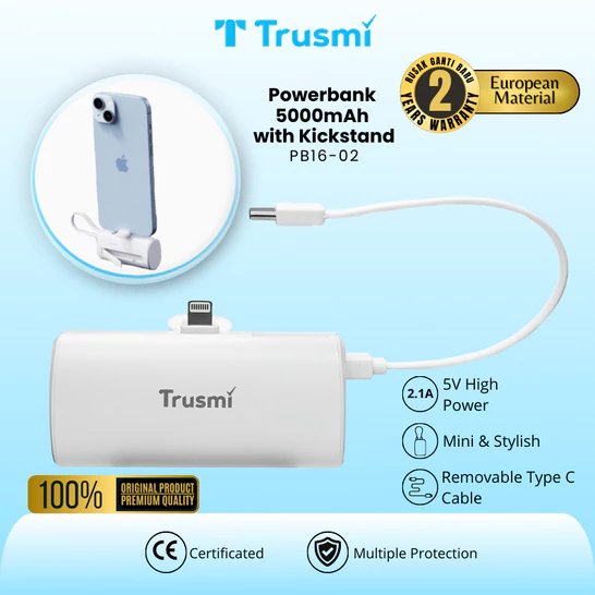 Powerbank 5000mAh with Kickstand with L+C Cable 5V 2.1A