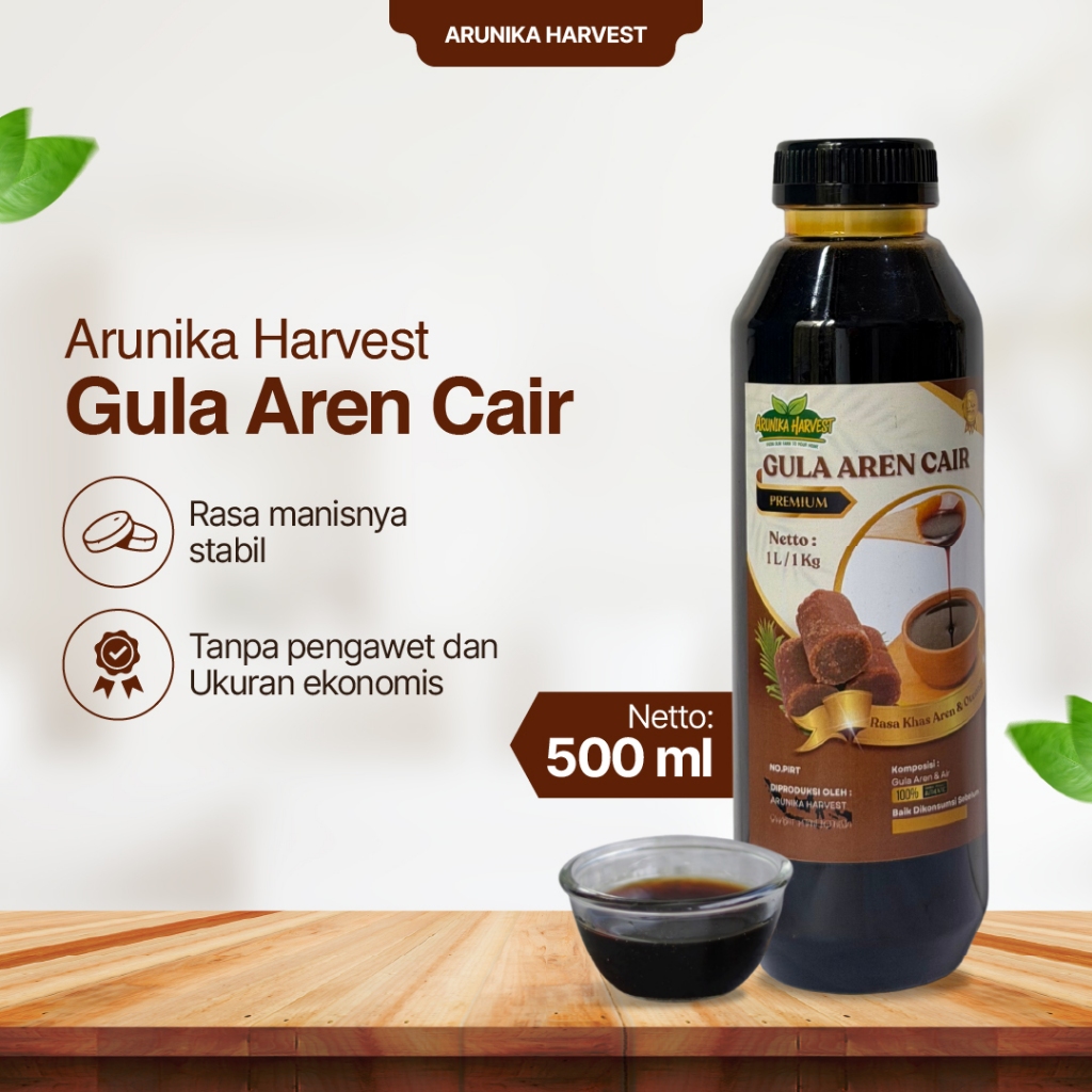 Jual Gula Cair Aren Botol 500ml Arunika Harvest Pemanis Alami Praktis ...
