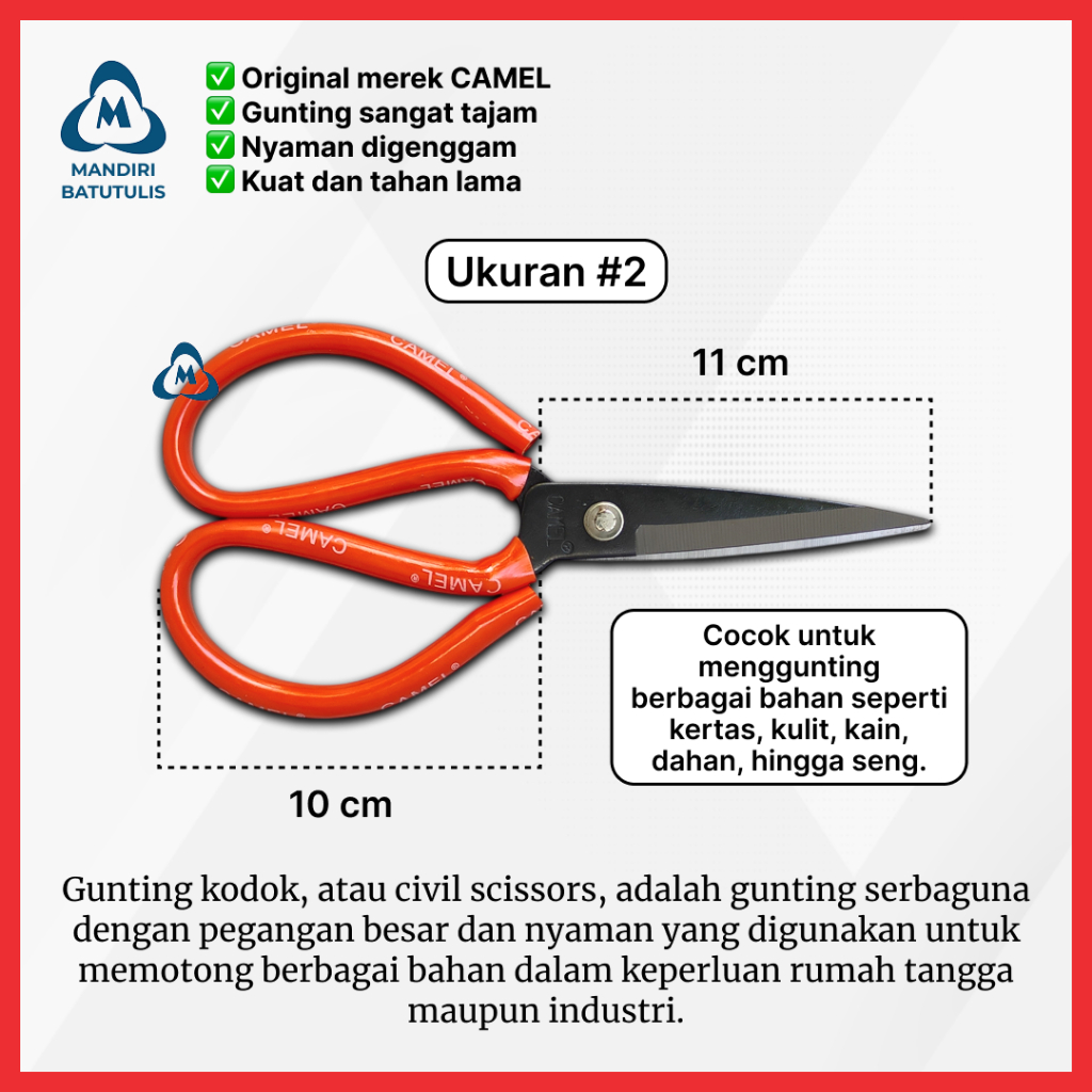 Jual Gunting Kodok CAMEL Merah - Civil Scissors - Gunting Serbaguna ...
