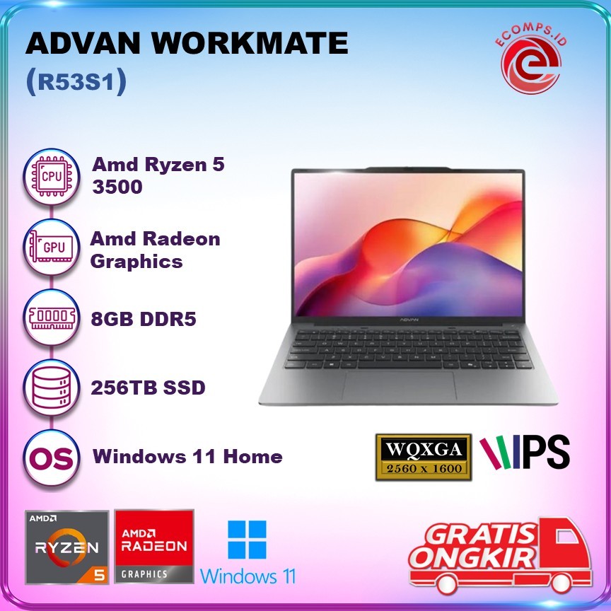 Jual ADVAN WORKMATE RYZEN 5 3500U 8GB 256GB W11 14.0 WUXGA IPS | Shopee ...