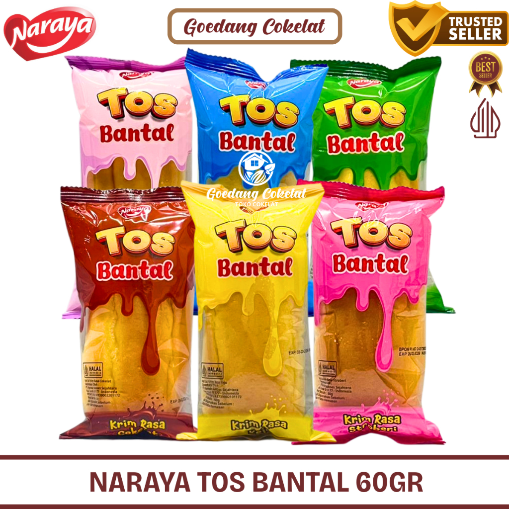 Jual Naraya Roti Tos Bantal 60g Aneka Rasa Cokelat Keju Vanila Pandan ...