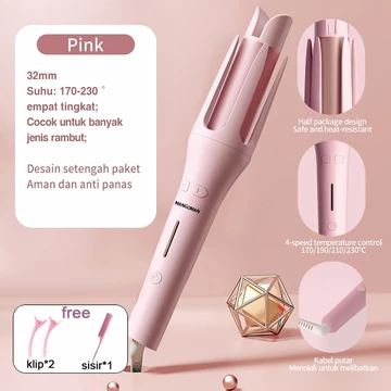 MANGOMAN Hair Curly Styler 28mm Catokan Curly Otomatis Ion Negatif Ceramics Curly Catokan