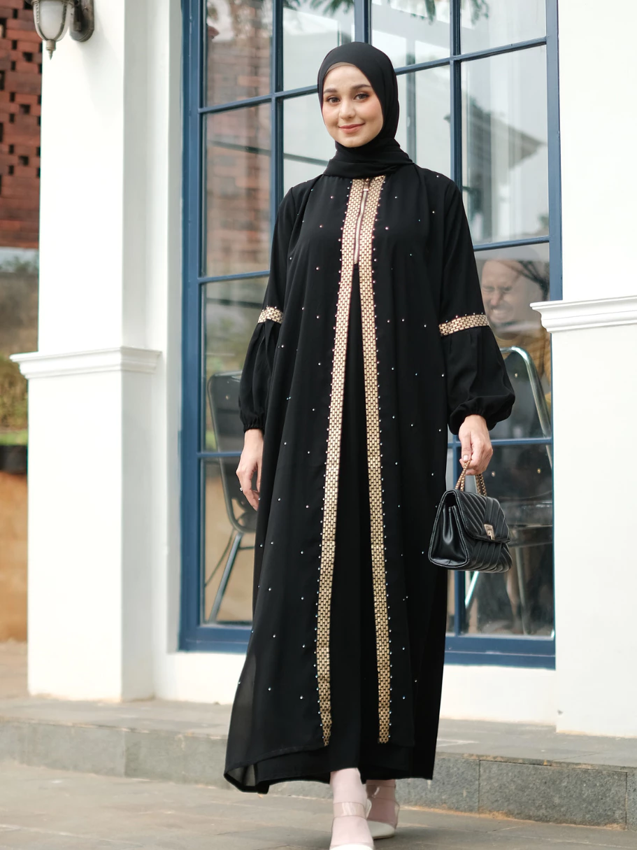gamis harian adem dan nyaman bahan jetblack abaya hitam turkey