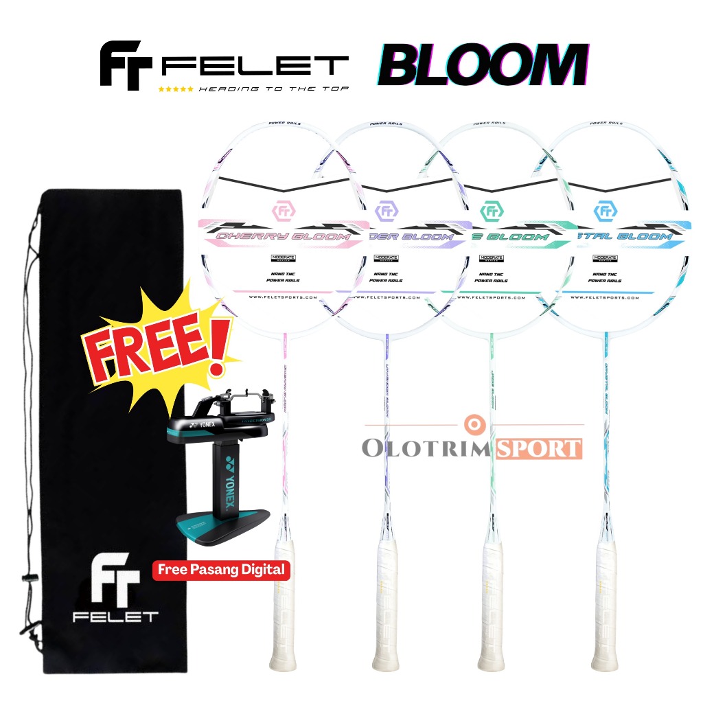 Jual Raket Badminton FELET BLOOM CHERRY CRYSTAL JADE LAVENDER 31LBS ...