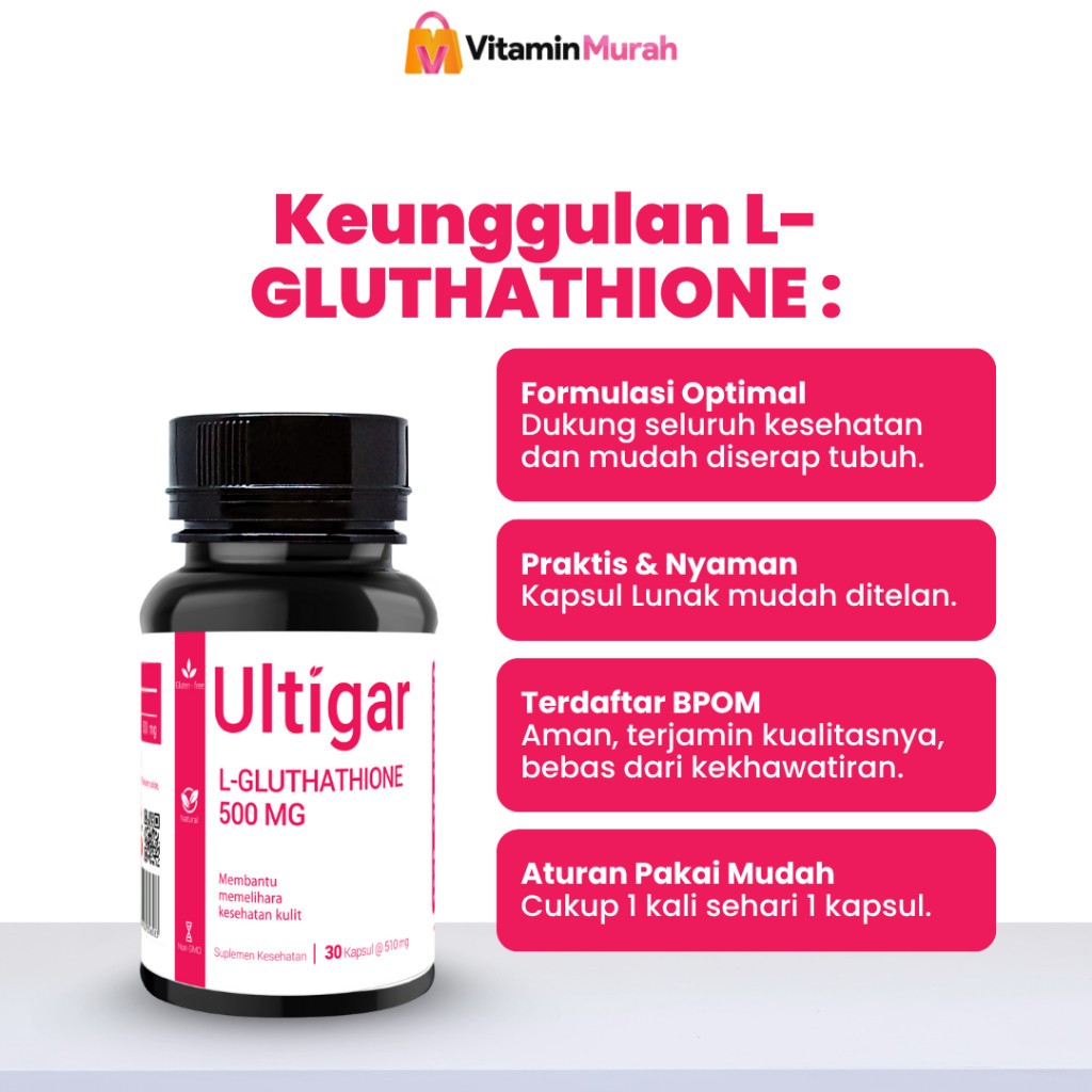 fungsi l glutathione Jual BRIGHT SKIN BOOSTER : ULTIGAR L-GLUTATHIONE + ULTI PRIDE VITAMIN C 1000 MG ISI 30 ( SPESIAL LIVE DIEGO DELIANO #31 ) iodine