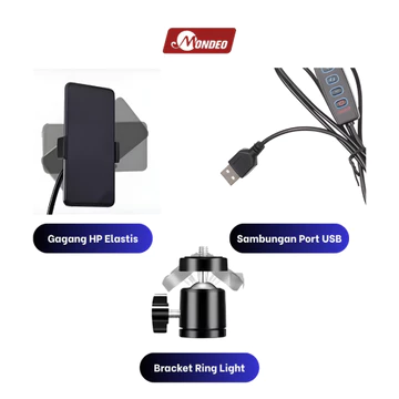 Ring Light 13 MONDEO – 3 Mode Warna Stand Holder HP Untuk Live Streaming Konten