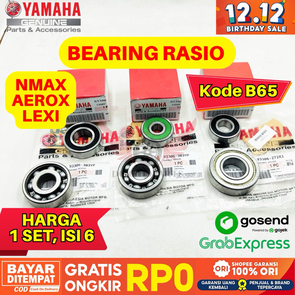 Jual B65 BEARING RASIO AEROX 155 ORIGINAL YAMAHA GENUINE PARTS, BEARING ...