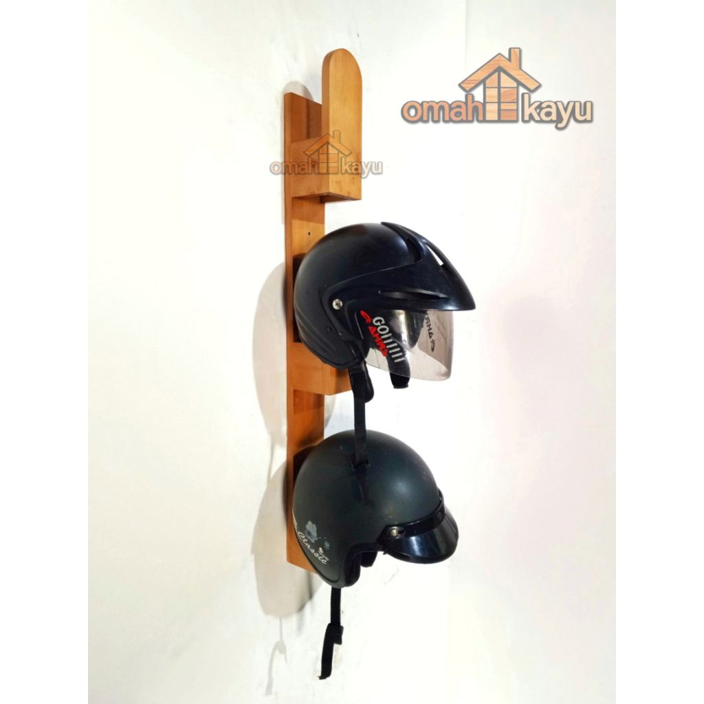 Jual Gantungan helm rak helm tempel dinding kayu jati belanda (vertikal ...