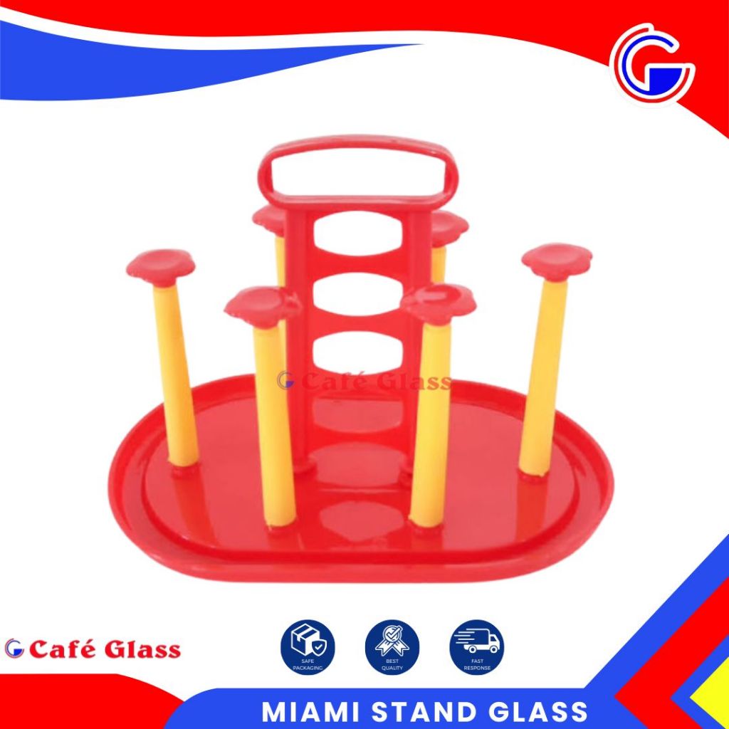Rak Jinjing Owl Plast / Tatakan Gelas Miami Glass Stand 6 Tangkai / Peniris Gelas Rak Cuci Piring