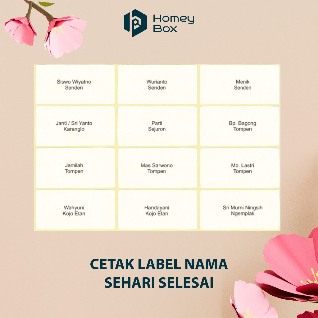 Jual Cetak label nama Undangan 103 Sehari selesai | Shopee Indonesia